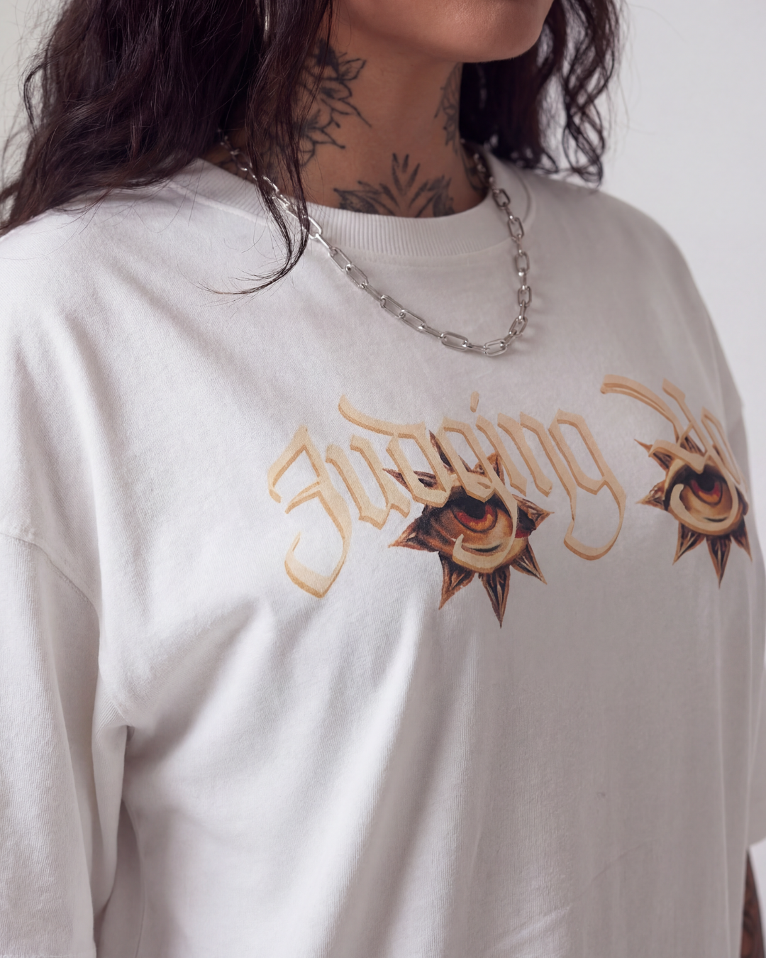 Judging You Oversized Offwhite Unisex T-shirt