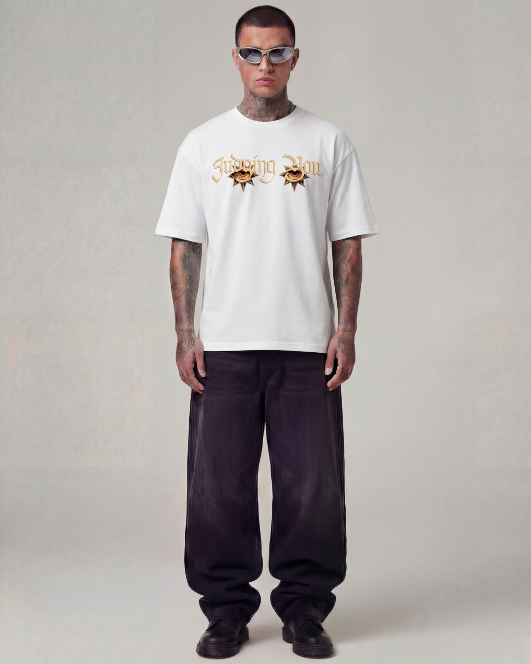 Judging You Oversized Offwhite Unisex T-shirt
