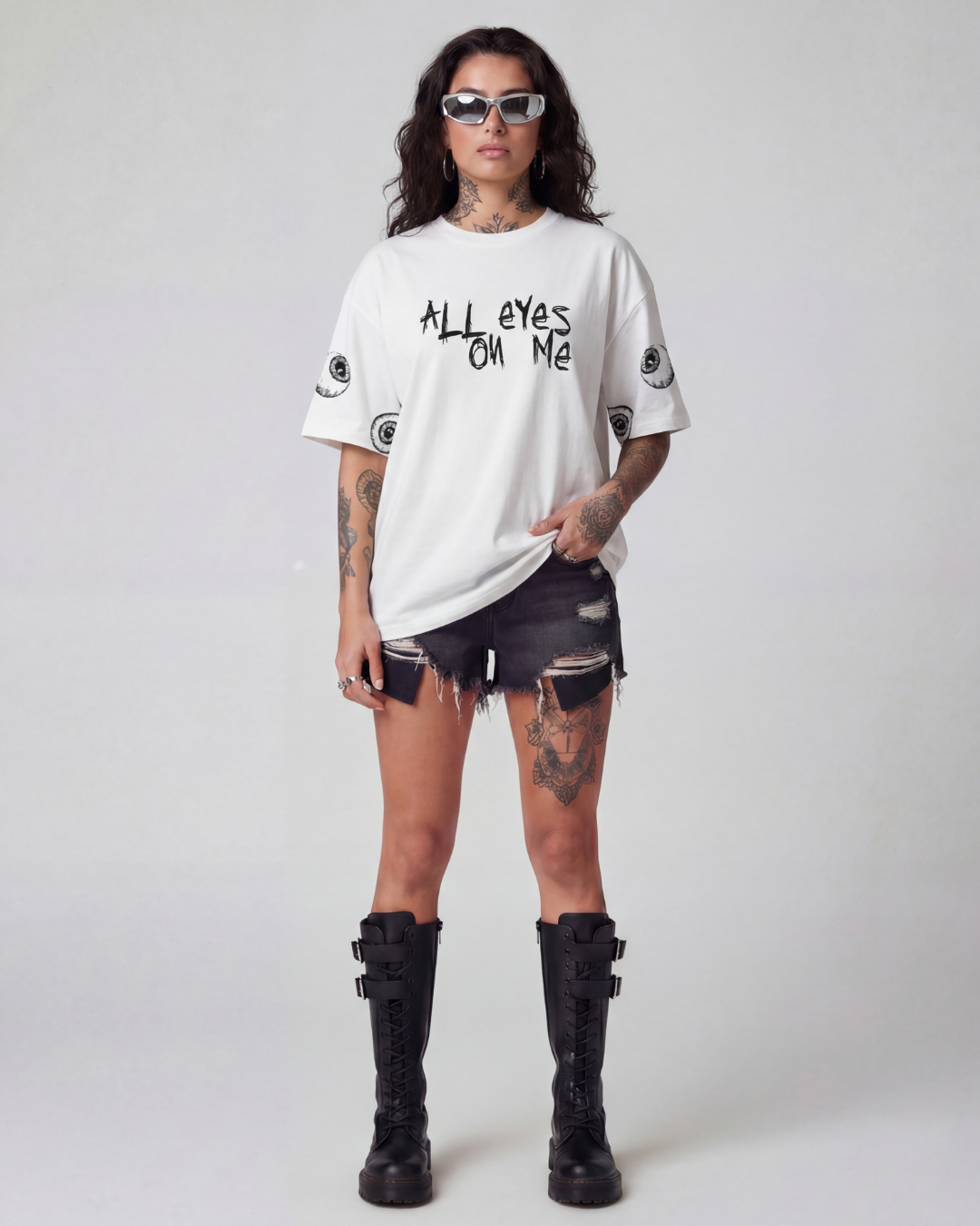 All Eyes On Me Oversized OffWhite Unisex T-shirt