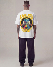 Proceed with Caution Oversized Offwhite Unisex T-shirt