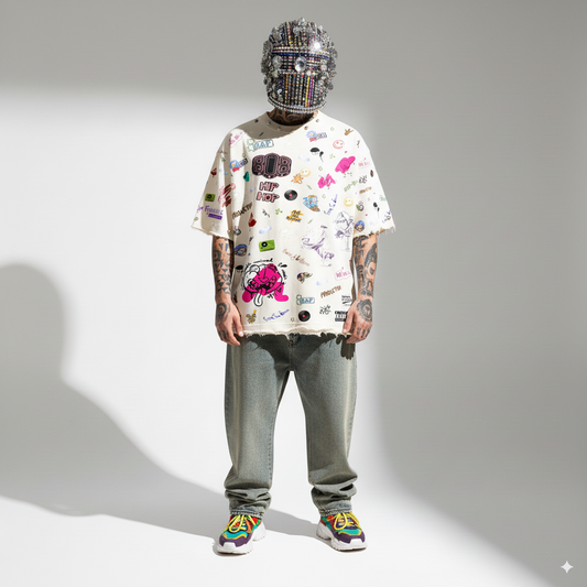 HIP-HOP SYMPHONY OVERSIZE UNISEX OFF-WHITE TSHIRT (BOXYFIT)