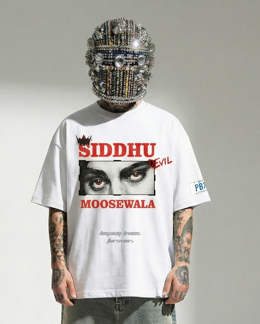 SIDHU MOOSEWALA OVERSIZE UNISEX WHITE TSHIRT